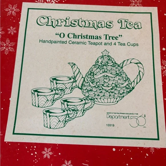 Vintage Retired Department 56 Christmas Tea "O Christmas Tree" Tea Set - Picture 15 of 16